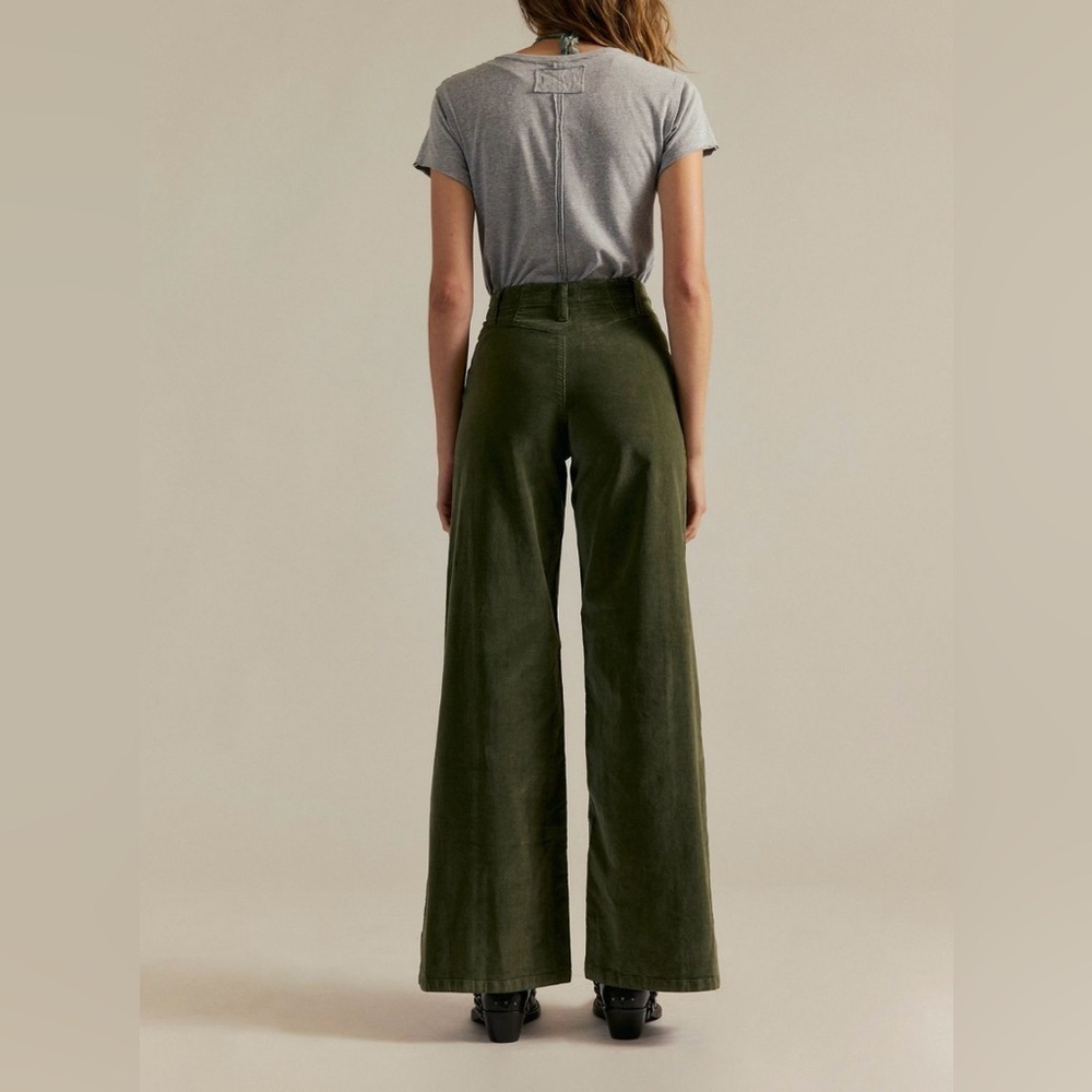 NWT We The Free People Libre Wide Leg Cord Jeans Green Mockingbird Size 27 - Picture 3 of 9